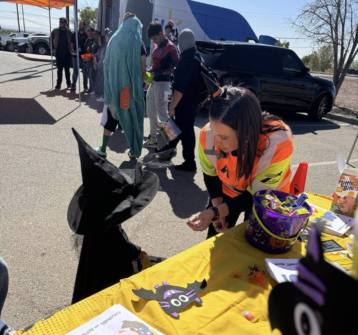 TxDOT shares safety messages during a Trunk-orTreat event in the El Paso District.