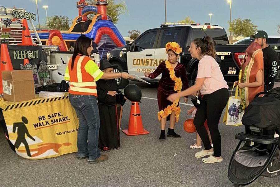 TxDOT shares safety messages during a Trunk-orTreat event in the El Paso District.