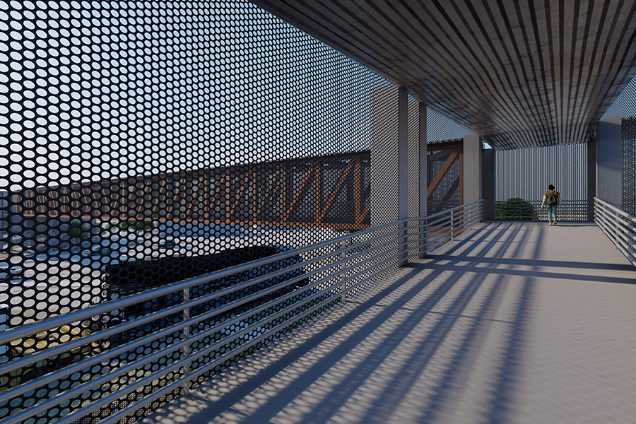 This is an artist rendering of the view from inside the new Sergio Ivan Rodriguez Memorial Brigde. The pedestrian crossing will be complete in 2027.