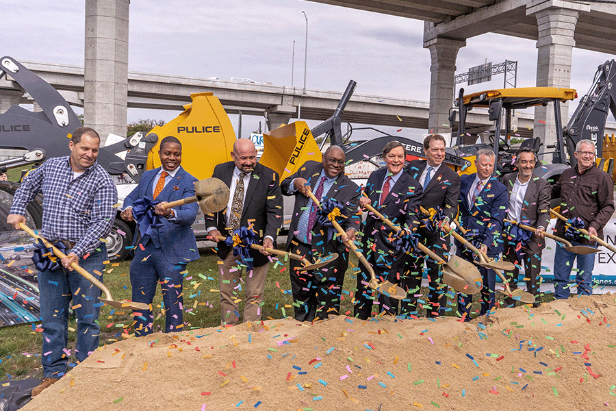 Texas Transportation Commission members and other officials break ground on the I-35 Capital Express North project