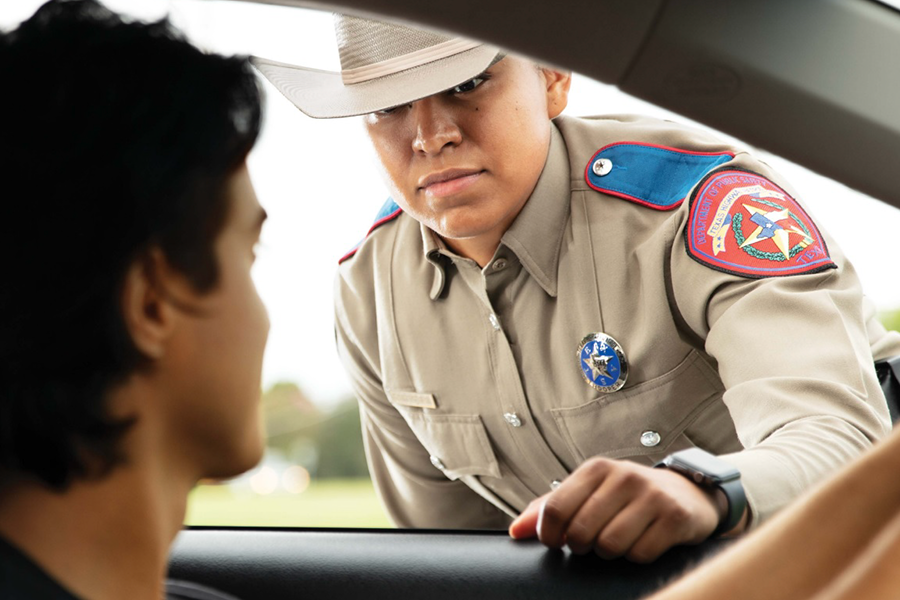 State trooper stopping driver