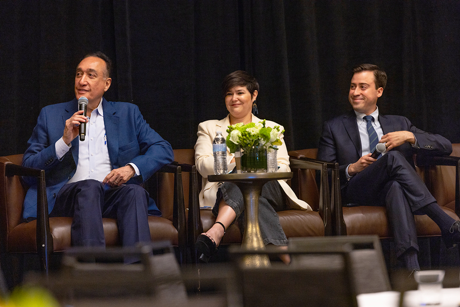 Former HUD Secretary Henry Cisneros, Emily Royall of City of San Antonio, and Beto Altamirano of Irys