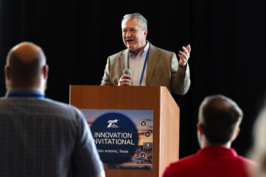TxDOT Director of Strategy and Innovation Darran Anderson speaks at the 2024 Innovation Invitational conference.