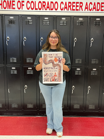 Work Zone Awareness art contest winner Work Zone Awareness art contest winner Yaquelin Soto poses with her entry.