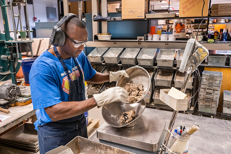 Materials being tested in lab by txdot employee