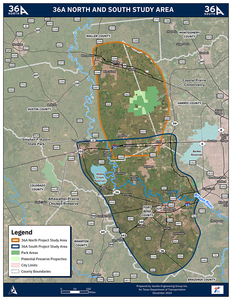 The north and south study areas 