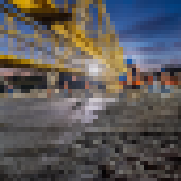 Construction workers image pixelated