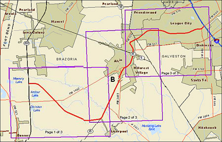 Mapa del segmento B de Grand Parkway