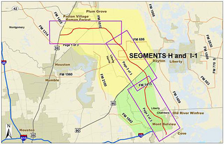 Grand Parkway segments H and I-1 map