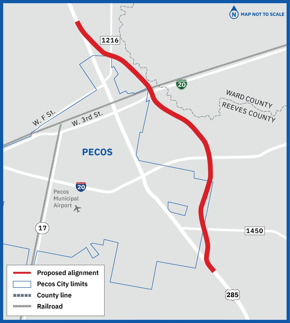Pecos East Relief Route Study Area Map