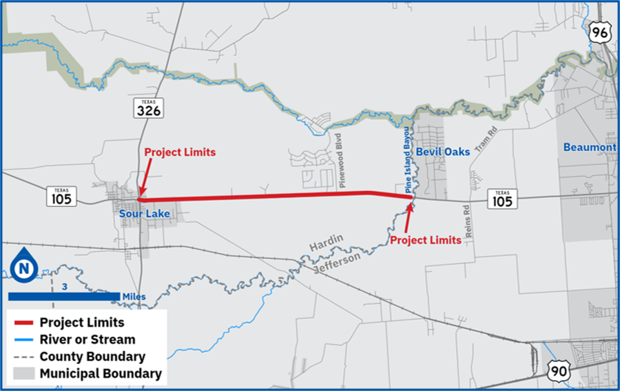 Project limits of SH 105 project