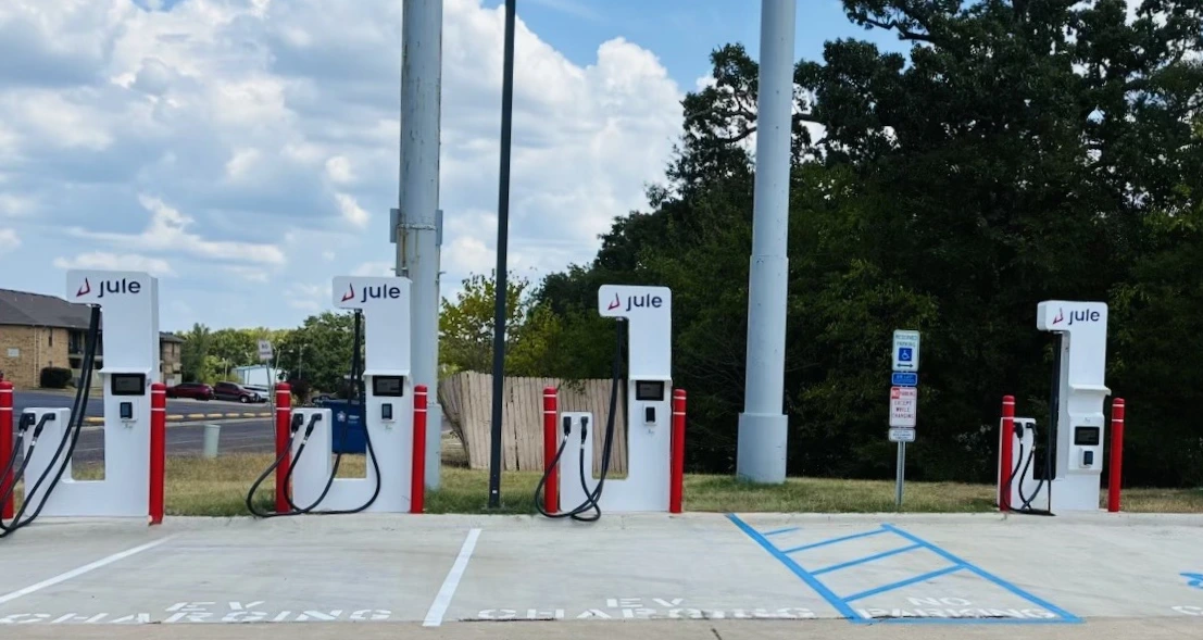 Direct Current Fast Charge station in Mt. Pleasant, Texas.