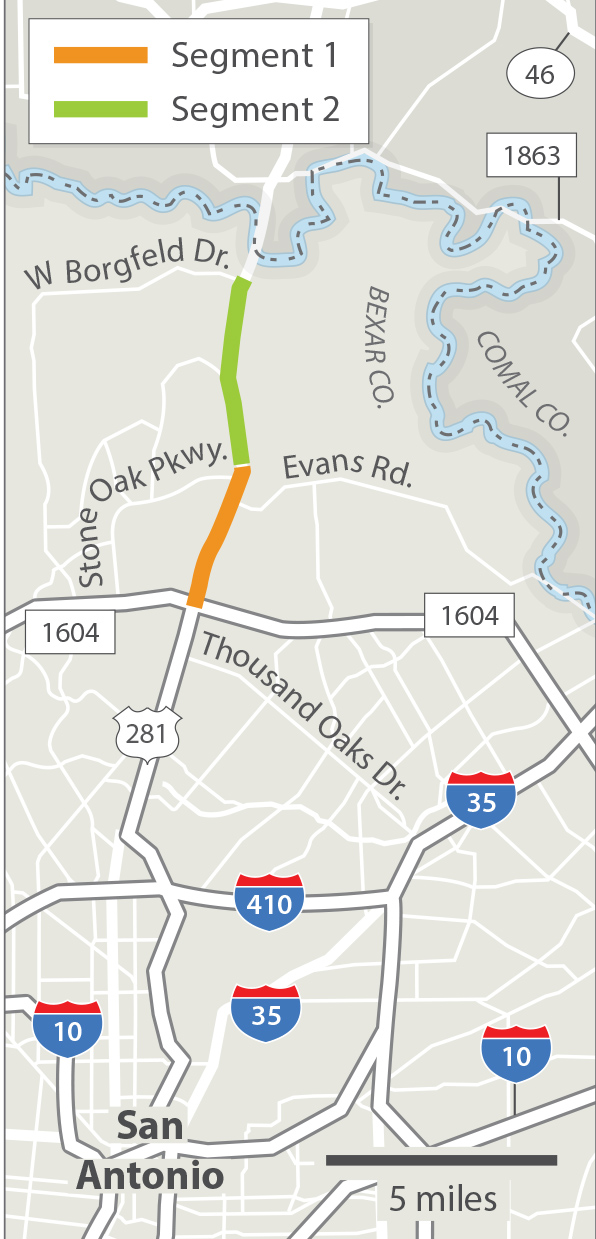US 281 from Loop 1604 to Borgfeld Drive project map