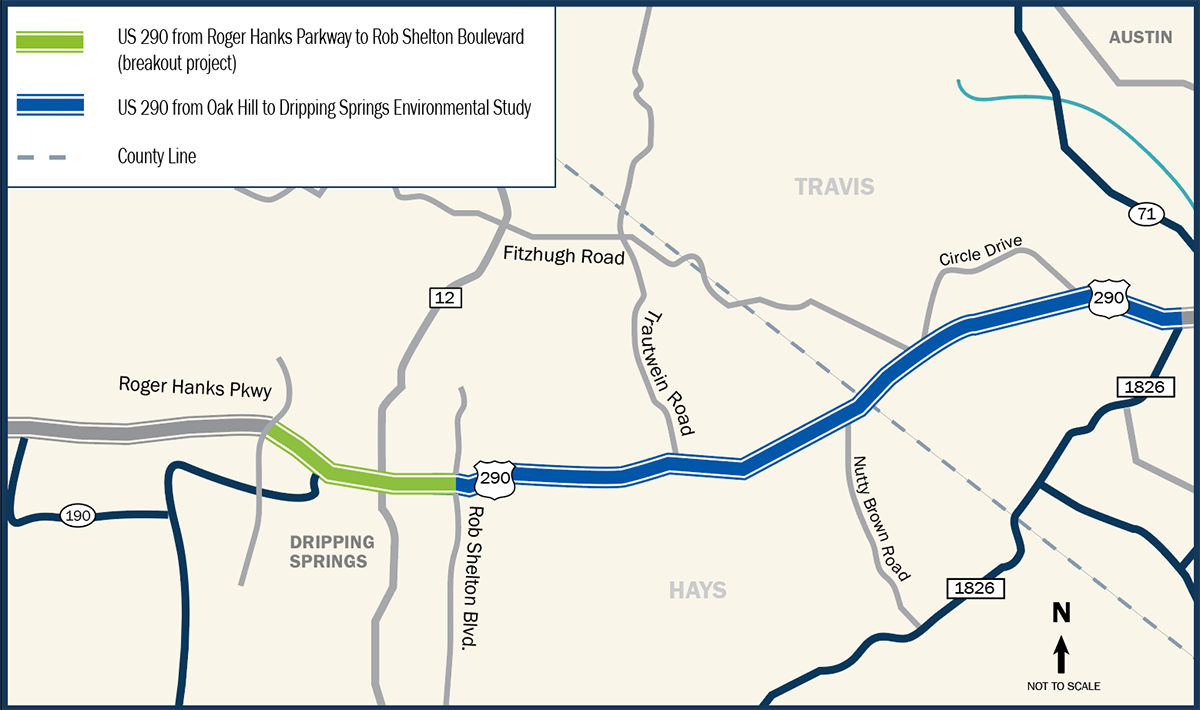 US 290 from Roger Hanks Parkway Breakout Project Map