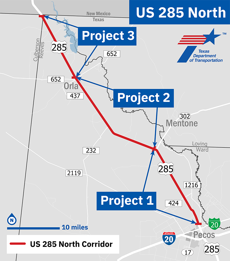 US 285 North project locations map
