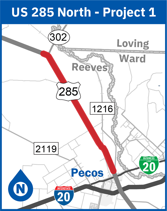 US 285 North Project 1 map
