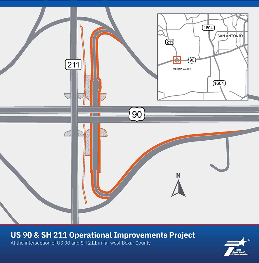 Map of US90 SH211 Turnaround