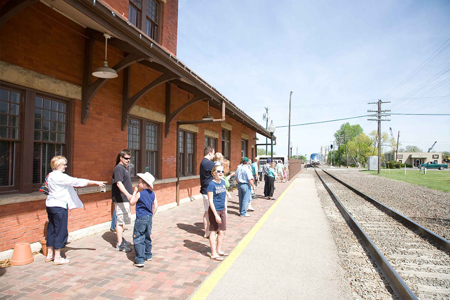 Passengers at rail station