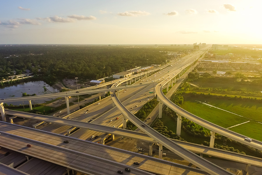 Vista aérea de la intersección de la autopista