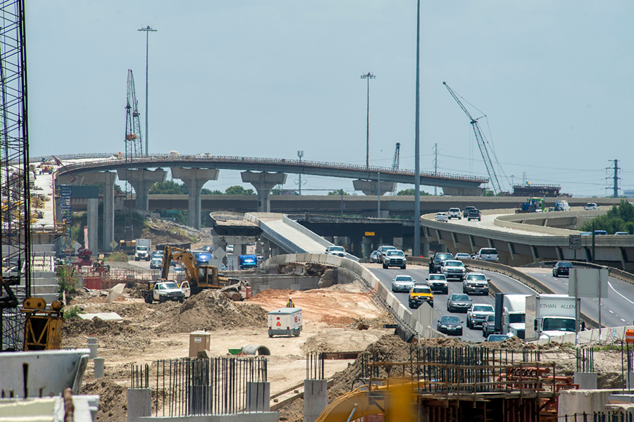 Highway construction with traffic