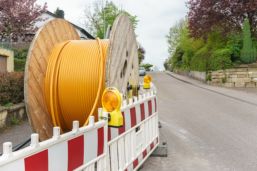 Rollo grande de cable de fibra óptica