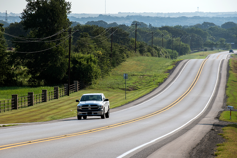 Rural highway with truck