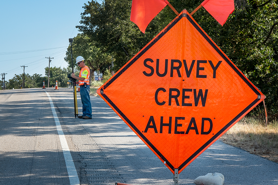 Survey crew ahead sign