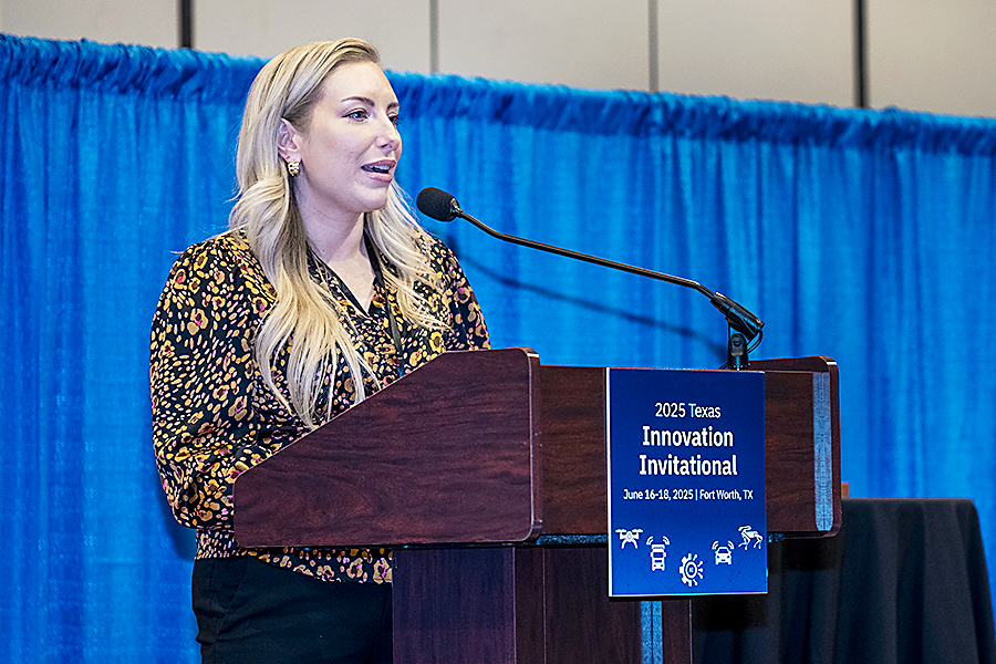 Baylea Evans of Team East Texas presenting at the 2025 Texas Innovation Invitational in Fort Worth, Texas, June 16-18, 2025.