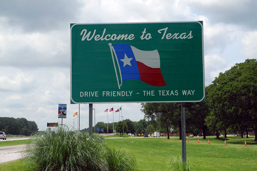 Cartel de bienvenida a Texas
