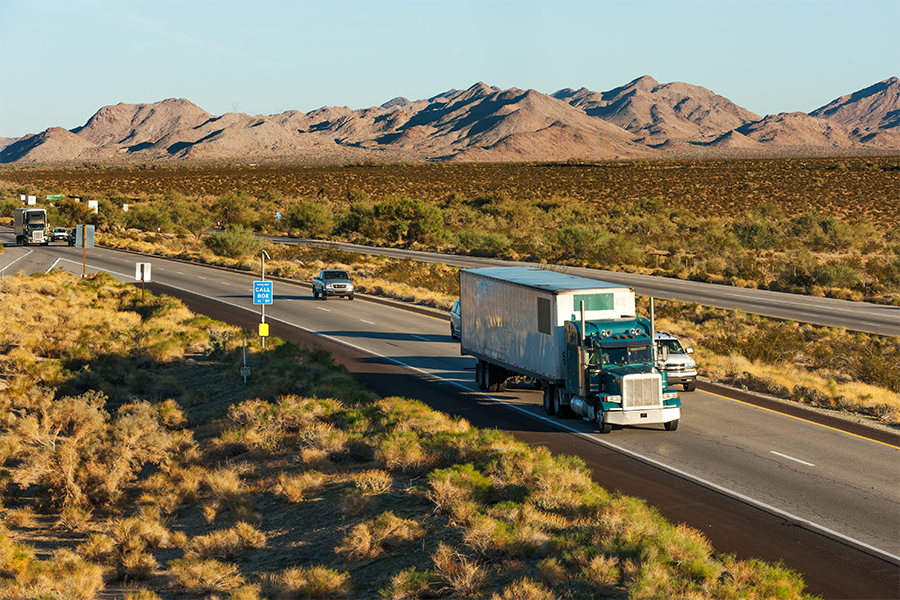 Freight truck along highway