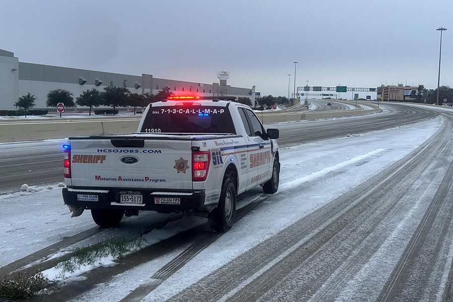 Harris County MAP program crew truck in snow