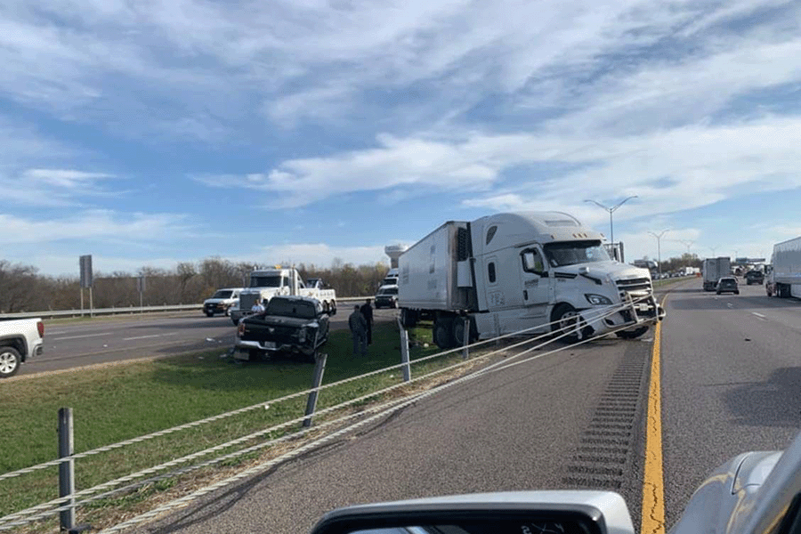 Truck stopped by cable barrier
