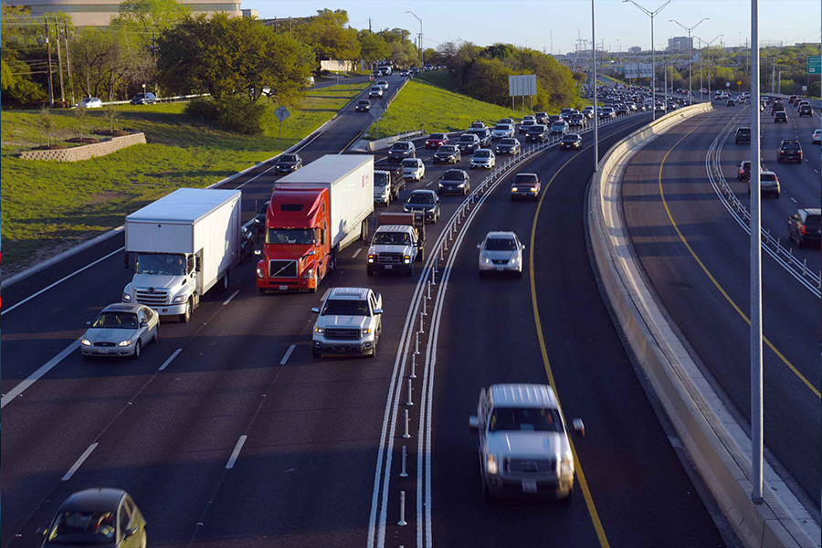 Vehicles on Mopac in Austin