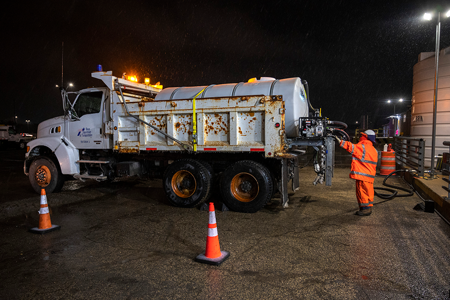 Brine truck Denton maintenance crew