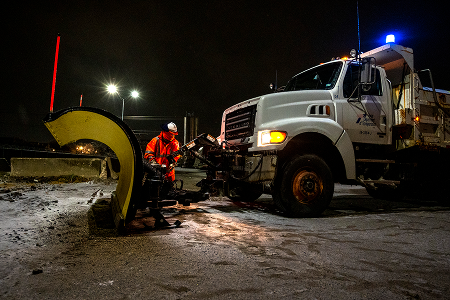 Truck plow Denton maintenance crew