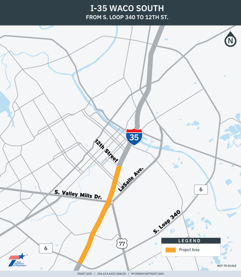 I-35 Waco South from Sl Loop 340 to 12th St.