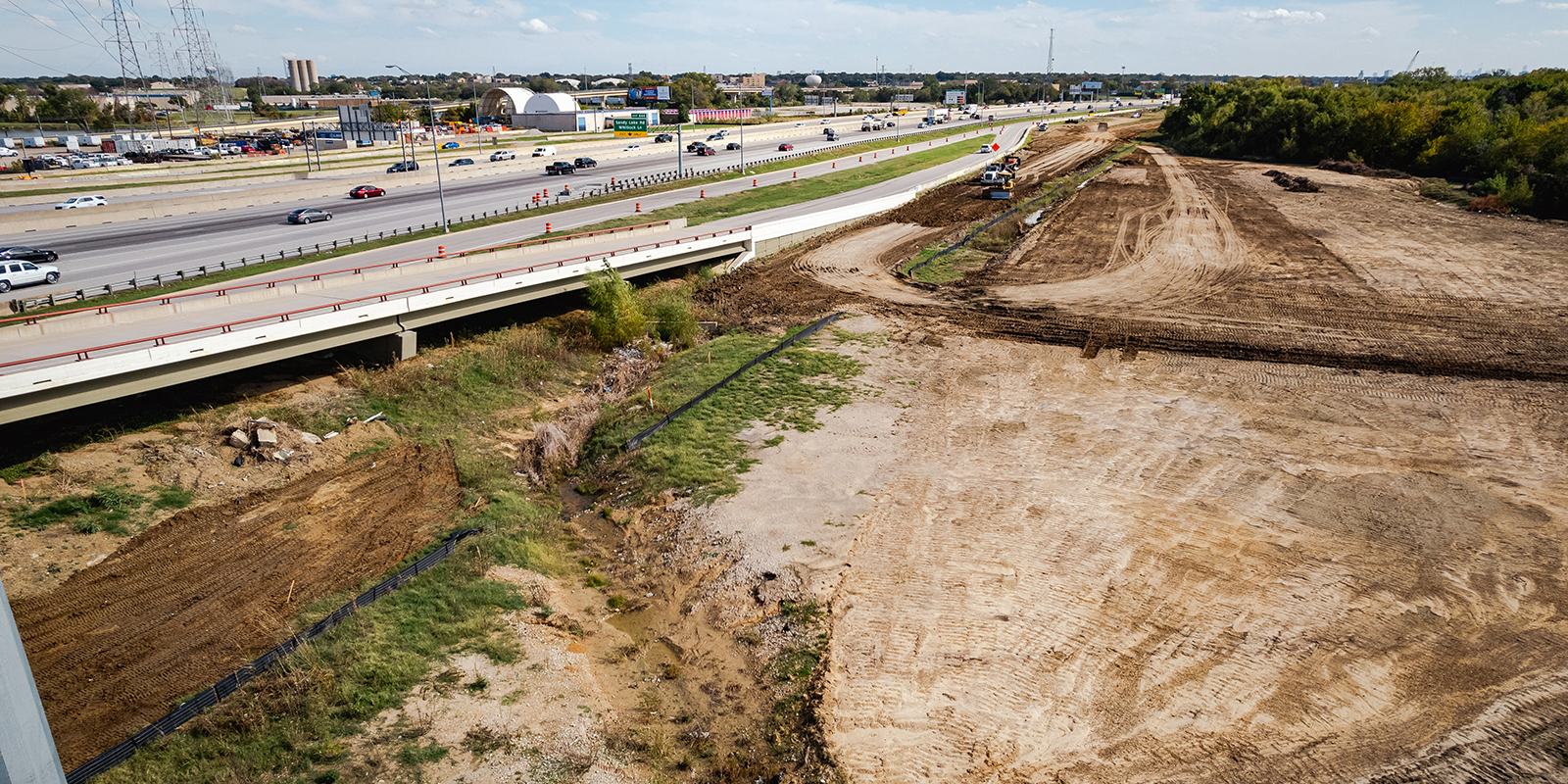 SB view of construction I-35E from Dickerson-Sandy Lake 2 from October 2022.