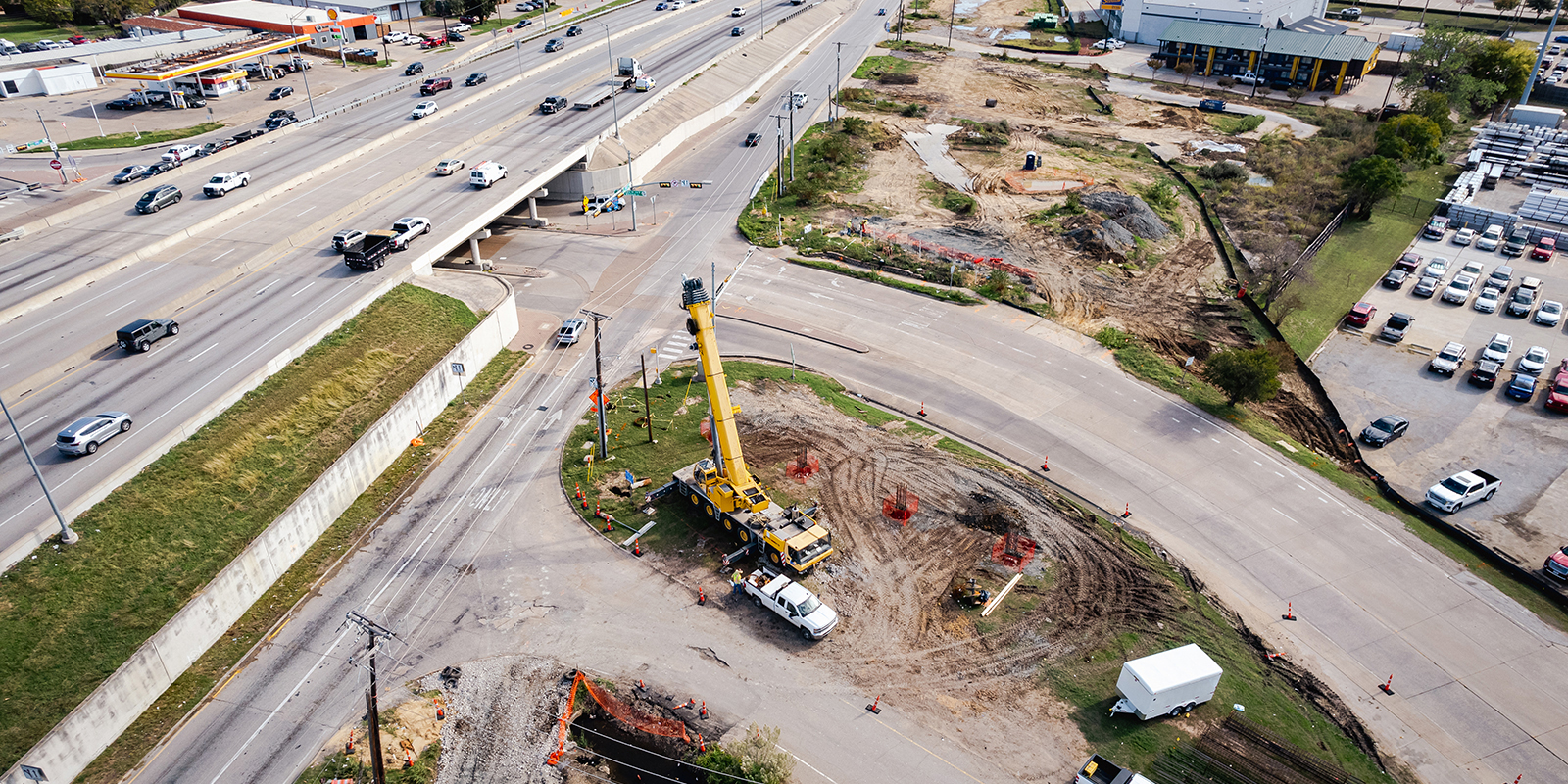 SB view of construction I-35E from Dickerson-Sandy Lake from October 2022.