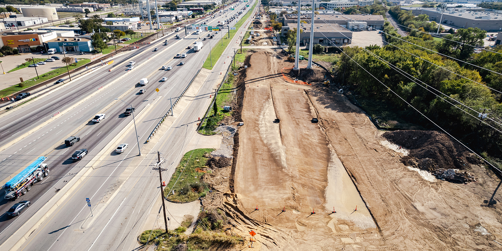 SB view of construction I-35E from Valley View 2 from October 2022.