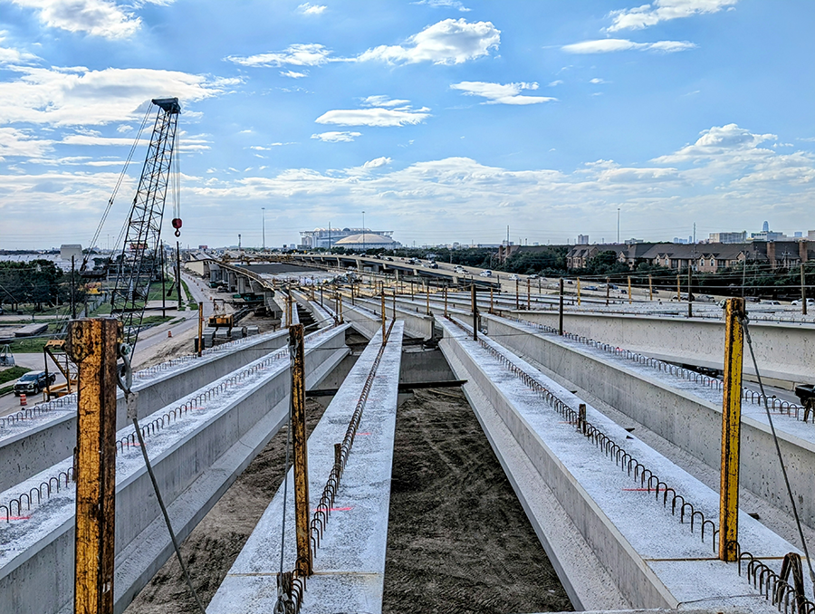 Westbound view of proposed I-610 eastbound connector C ramps to SH-288 north and southbound