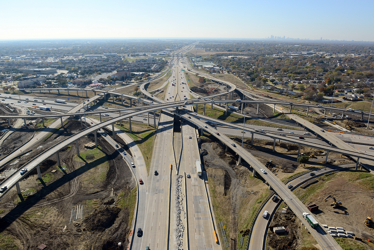 635E and I30 interchange westbound aerial view