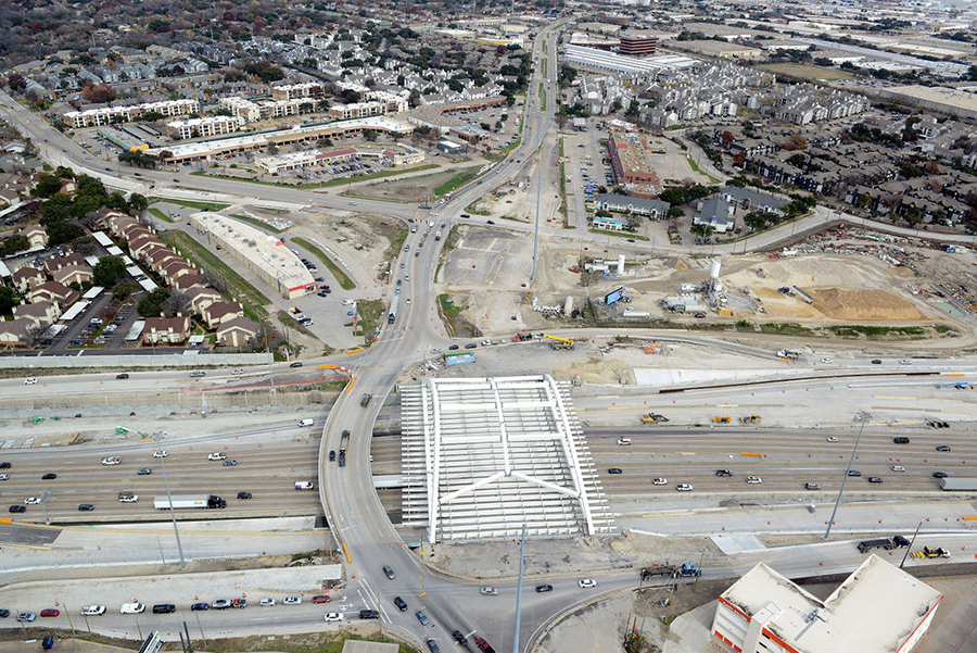 North view of Skillman Street bridge at I-635, with installed floor beams 