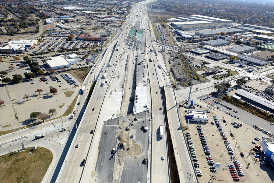 I-635 looking east towards Shiloh Rd. and Northwest Hwy