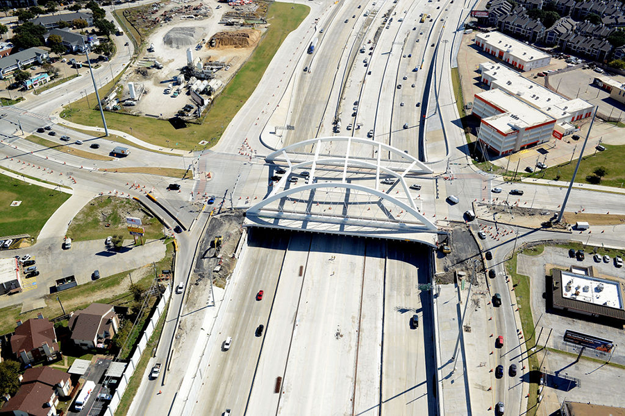 East view of I-635 at Skillman Street Adorned with New Steel Arches