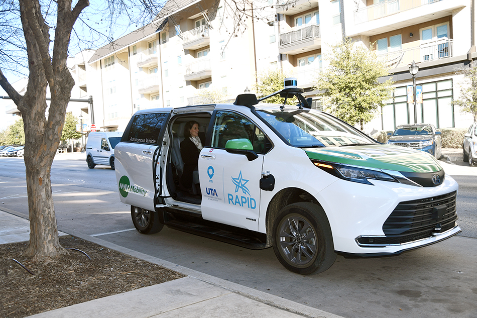 autonomous car with passenger inside