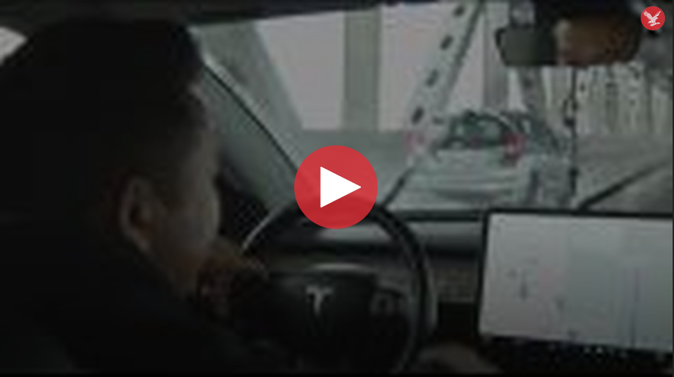 YouTube video thumbnail with driver in Tesla