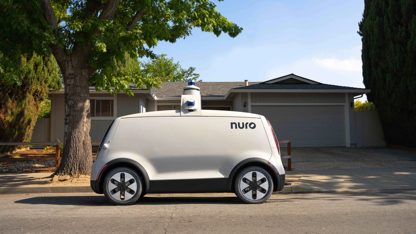 Nuro self-driving vehicle in neighborhood