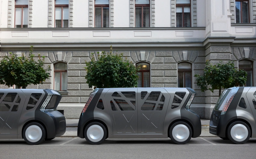 self-driving concept cars parked