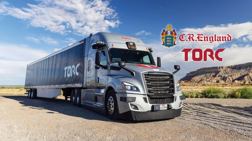 CR England Torc self-driving truck by mountain