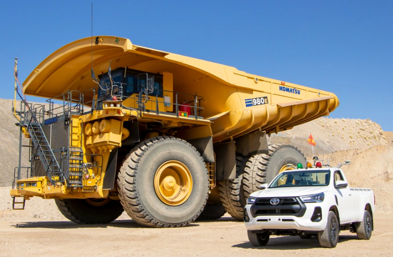 Toyota truck with construction vehicle